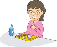 Girl Eating School Lunch